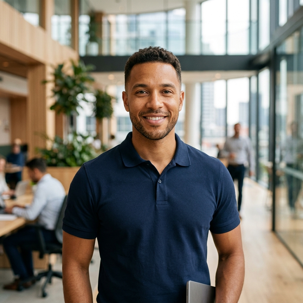 Marcus Vance, Operations Manager, standing outdoors in a navy sweater